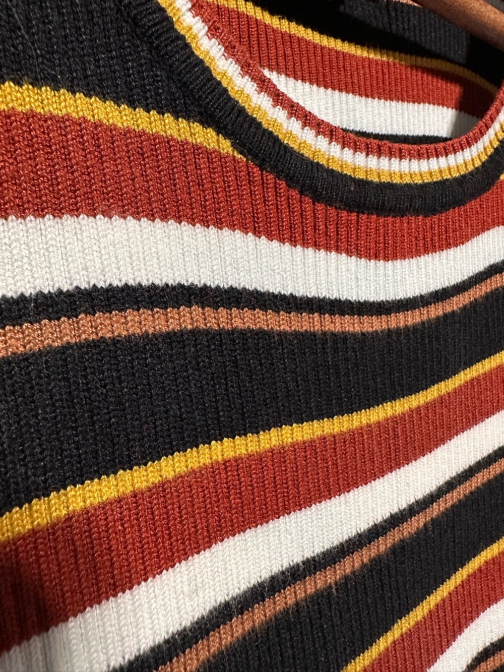 SWEET WANDERER Striped Rib Knit Bodycon Mini Tank Dress Retro 70s M - Picture 4 of 6